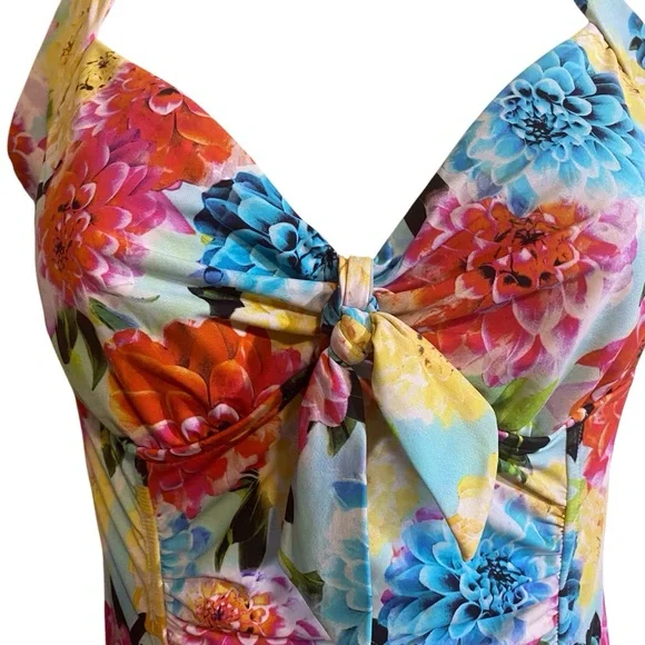 Anthropologie Seafolly Australia Size 12 Pretty Garden Halter One Piece Swimsuit - Picture 6 of 7